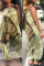 Green Fashion Casual Print Patchwork Backless Spaghetti Strap Regular Jumpsuits