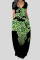 Black Casual Print Patchwork V Neck Straight Dresses