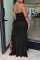 Black Sexy Solid Patchwork Flounce Asymmetrical Strapless Strapless Dress Dresses