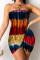 Red Blue Fashion Sexy Patchwork Backless Strapless Sleeveless Dress