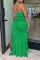 Green Sexy Solid Patchwork Flounce Asymmetrical Strapless Strapless Dress Dresses