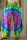 Rose Red Fashion Casual Print Tie Dye Patchwork Regular High Waist Trousers