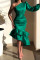 Green Fashion Sexy Solid Backless Oblique Collar Evening Dress Dresses