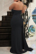 Blue Fashion Sexy Solid Patchwork Backless Slit Strapless Evening Dress