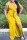 Yellow Sexy Solid Slit Fold Stringy Selvedge U Neck Asymmetrical Dresses