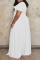 White Fashion Casual Plus Size Letter Print Patchwork V Neck Short Sleeve Dress
