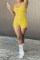 Yellow Casual Sportswear Solid Patchwork U Neck Skinny Jumpsuits