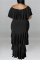 Black Fashion Casual Plus Size Solid Patchwork O Neck Short Sleeve Dress