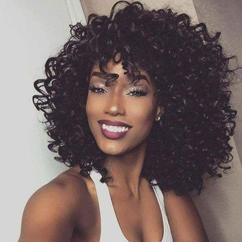 Black Fashion Casual Solid Patchwork Wigs