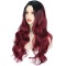 Burgundy Fashion Casual Gradual Change Patchwork Wigs