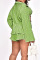 Green Yellow Casual Solid Patchwork Fold Turndown Collar Long Sleeve Three Pieces