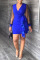 Blue Casual Solid Patchwork Flounce V Neck One Step Skirt Dresses