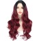 Burgundy Fashion Casual Gradual Change Patchwork Wigs