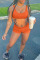 Orange Casual Sportswear Solid Hollowed Out Patchwork U Neck Sleeveless Two Pieces