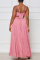 Pink Fashion Sexy Solid Patchwork Backless Spaghetti Strap Long Dress