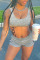 Grey Casual Sportswear Solid Hollowed Out Patchwork U Neck Sleeveless Two Pieces