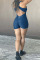Blue Casual Sportswear Solid Patchwork U Neck Skinny Jumpsuits