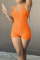 Tangerine Red Casual Sportswear Solid Patchwork U Neck Skinny Jumpsuits