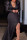 Black Fashion Sexy Solid Slit Long Sleeves V Neck Evening Dress