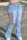 Baby Blue Fashion Casual Solid Ripped Hollowed Out High Waist Skinny Denim Jeans