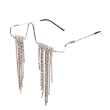 Silver Fashion Casual Patchwork Tassel Rhinestone Sunglasses