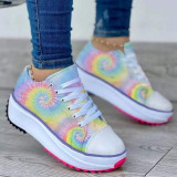 Colour Fashion Casual Patchwork Tie-dye Round Comfortable Out Door Shoes