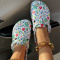 White Fashion Casual Hollowed Out Printing Round Comfortable Shoes