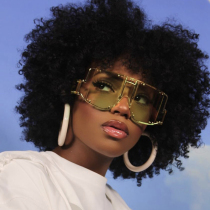 Ink Green Fashion Casual Solid Hollowed Out Patchwork Sunglasses