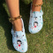 Light Blue Fashion Casual Hollowed Out Printing Round Comfortable Shoes