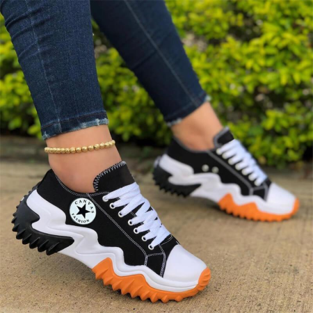 Black Fashion Casual Bandage Patchwork Square Comfortable Out Door Sport Shoes