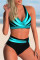 Blue Black Fashion Sexy Print Patchwork Backless Swimwears (With Paddings)