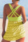 Yellow Sexy Solid Hollowed Out Patchwork Backless Swimwears
