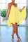Yellow Sexy Solid Patchwork Fold Asymmetrical A Line Dresses