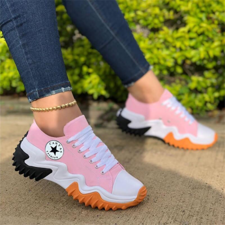 Pink Fashion Casual Bandage Patchwork Square Comfortable Out Door Sport Shoes
