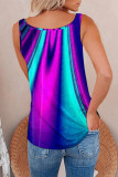 Purple Sexy Casual Print Patchwork Backless V Neck Tops