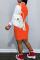 Tangerine Red Casual Solid Embroidered Bandage Patchwork Buckle Dresses
