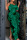 Ink Green Elegant Solid Patchwork Slit Fold Stringy Selvedge Spaghetti Strap One Step Skirt Dresses