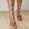 Apricot Fashion Casual Patchwork Rhinestone Round Out Door Shoes