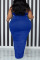 Colorful Blue Sexy Solid Patchwork Spaghetti Strap One Step Skirt Plus Size Dresses