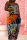 Black Orange Fashion Street Print Patchwork Spaghetti Strap Sling Dress Plus Size Dresses
