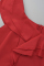 Red Fashion Casual Solid Patchwork Slit V Neck Pencil Skirt Dresses