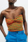 Orange Green Sexy Hollowed Out Patchwork Strapless Tops