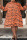 Tangerine Red Casual Print Patchwork Buckle Turndown Collar Shirt Dress Plus Size Dresses