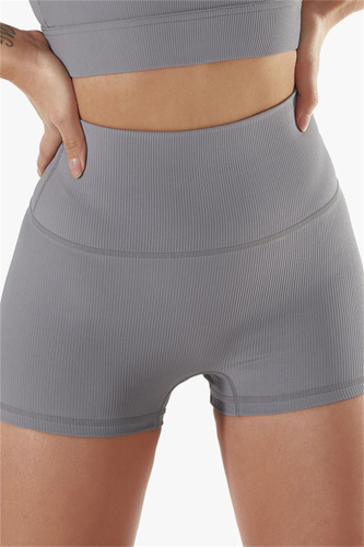 Grey Fashion Casual Sportswear Solid Patchwork Tight High Waist Shorts