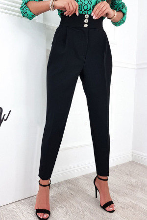 Black Casual Work Solid Patchwork High Waist Pencil Solid Color Bottoms