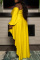 Yellow Fashion Casual Plus Size Solid Patchwork Backless Oblique Collar Irregular Dress