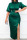 Green Elegant Solid Patchwork Slit Half A Turtleneck One Step Skirt Dresses