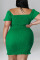 Green Sexy Solid Patchwork Square Collar Pencil Skirt Plus Size Dresses