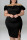 Black Sexy Solid Patchwork Slit Fold Off the Shoulder One Step Skirt Plus Size Dresses