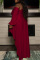 Burgundy Fashion Casual Plus Size Solid Patchwork Backless Oblique Collar Irregular Dress